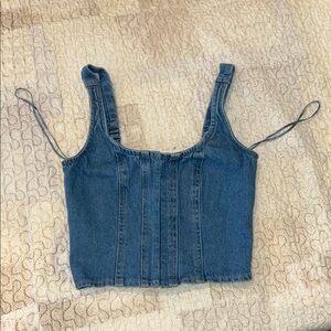 Classic Blue Denim Crop Tank